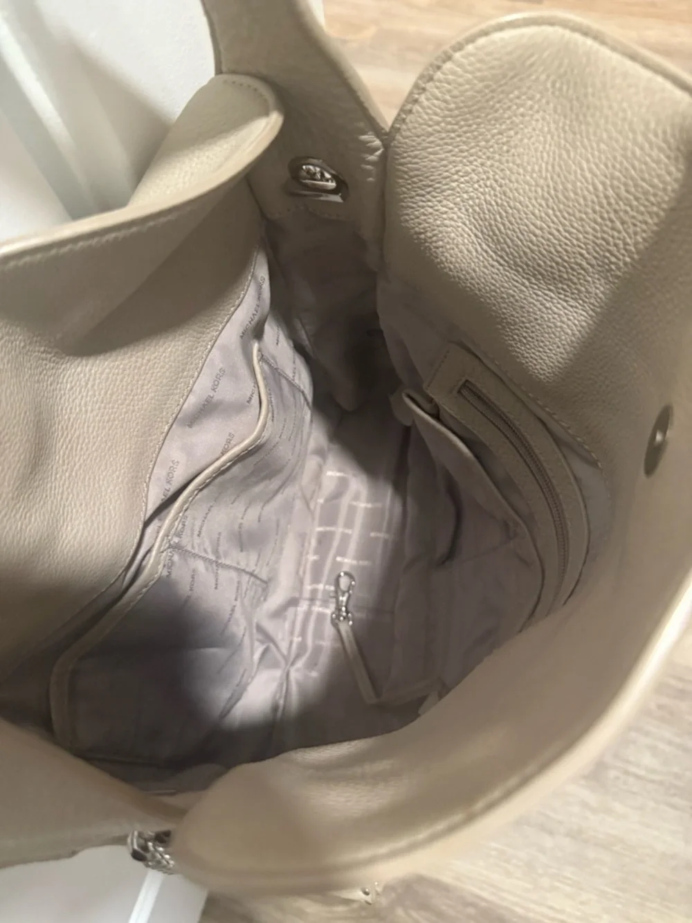 Michael Kors Beige Studded Leather Hobo Bag - Picture 7 of 7